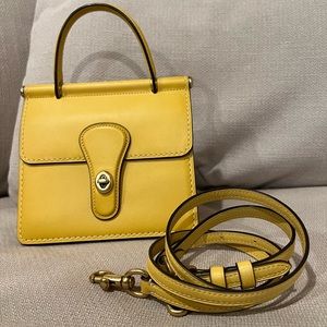 Coach 1941 Willis 18 Top Handle Bag Flax Gold Leather Crossbody Purse